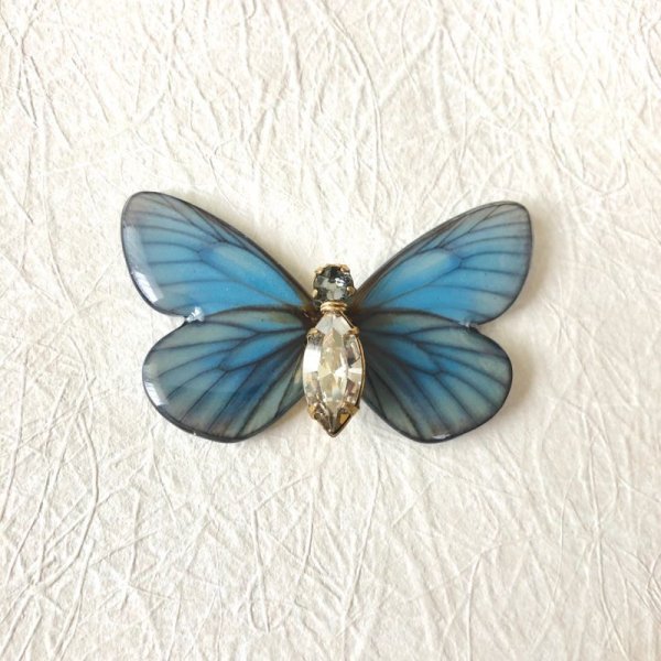 画像1: Antique blue蝶 ブローチ (1)